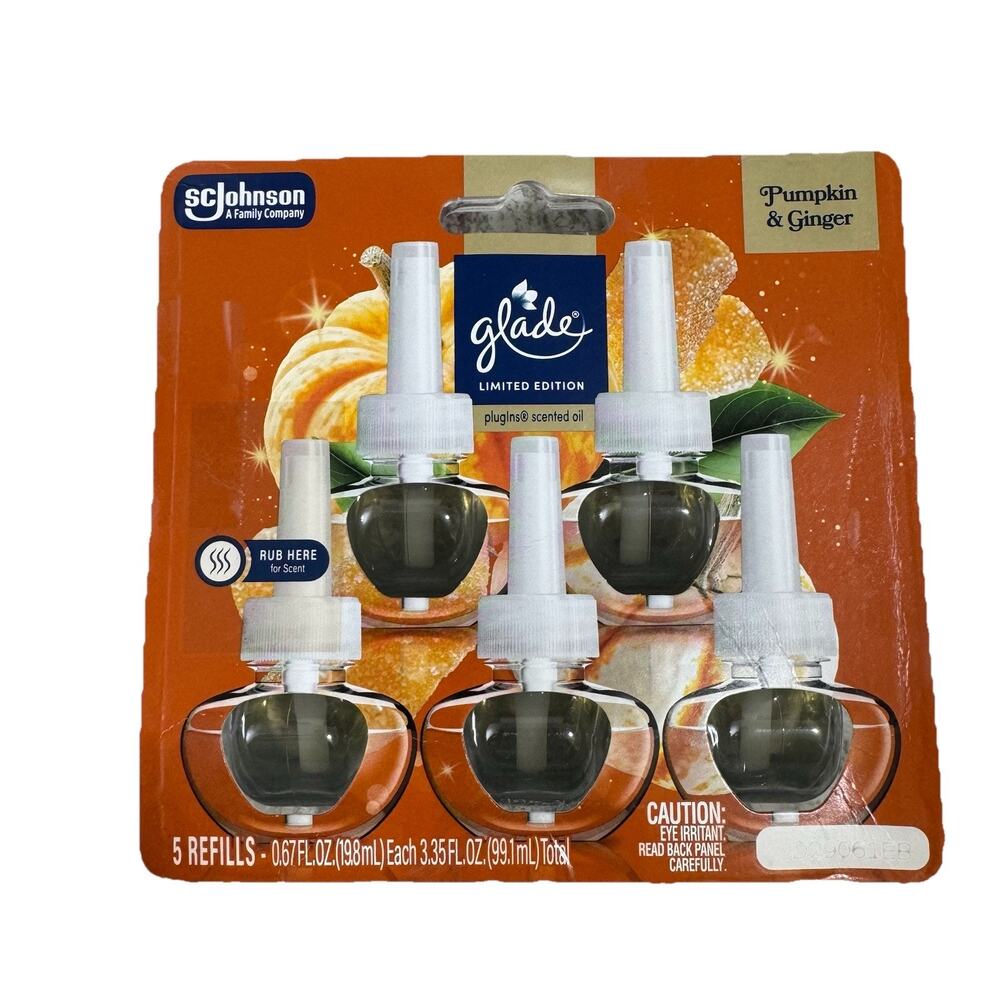 Glade PlugIns Pumpkin Ginger 5 Refill Pack Limited Edition Fall Scent NEW